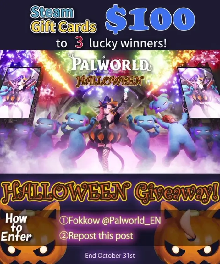 $100 Steam Gift Cards Giveaway By Palworld