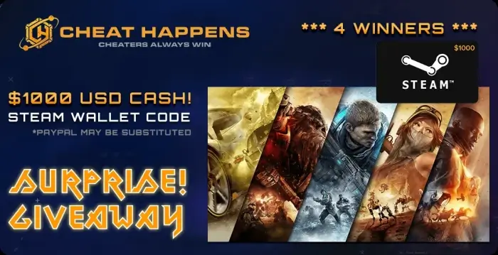 4 $1000 USD Steam Gift Card Giveaway By Cheat Happens
